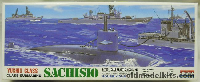 Arii 1/700 JSDF Sachisio / Yushio Class Submarine - Two Kits With Stand and Water Base, 8 plastic model kit